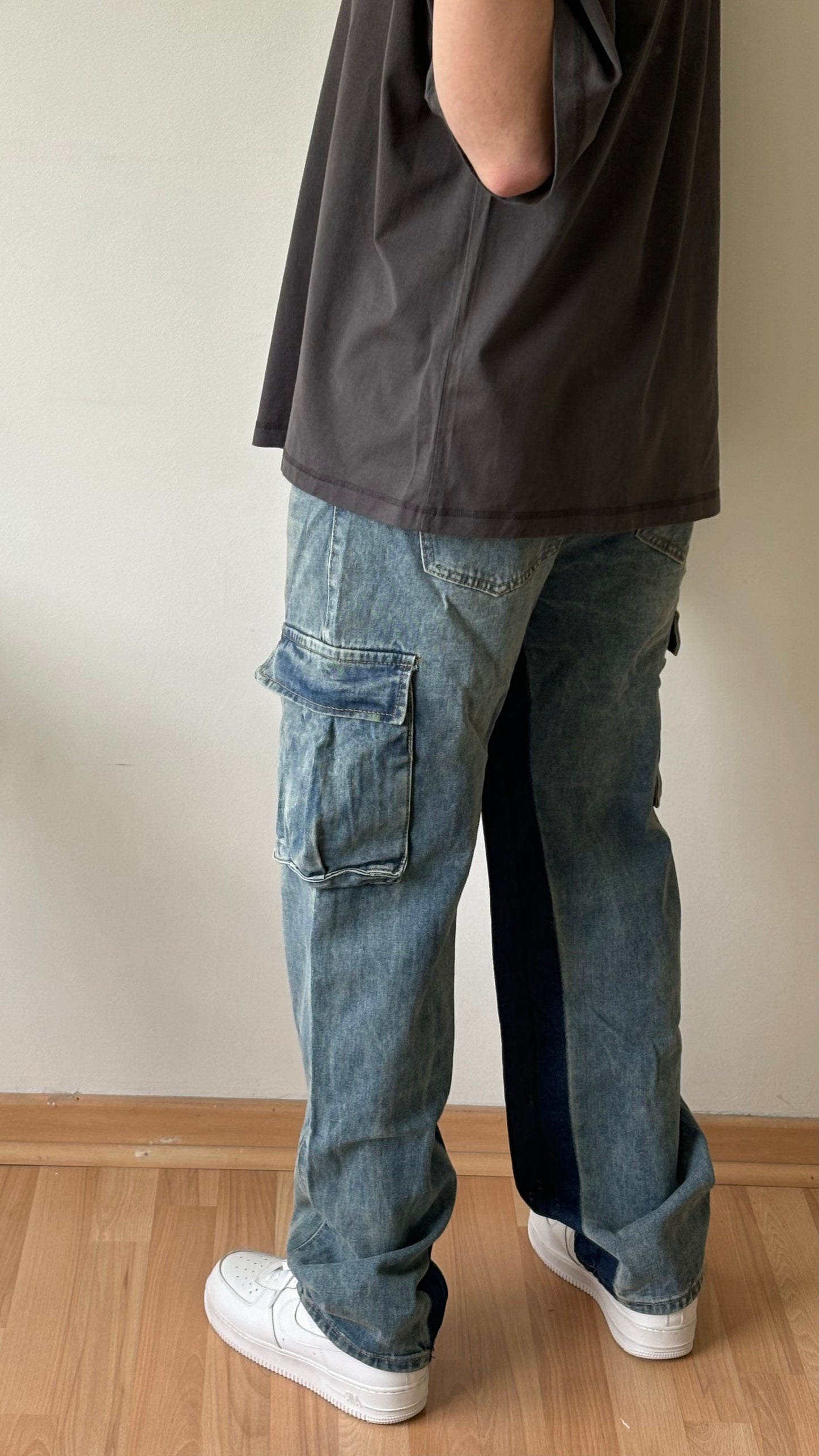 Jeans Cargo Desgastado Celeste